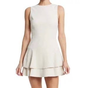 Alice + Olivia Palmira Sleeveless Ruffle Dress cream size 2